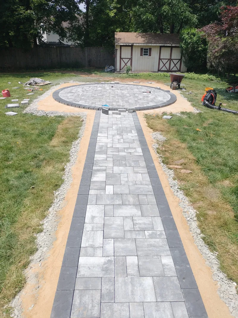 Circular Paver Patio Walkway Installation